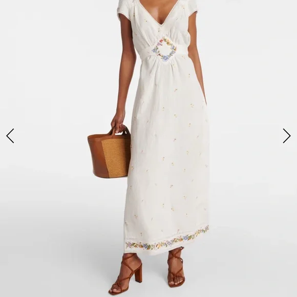 Anthropologie Cream Floral Embroidered Dress - Picture 6 of 16